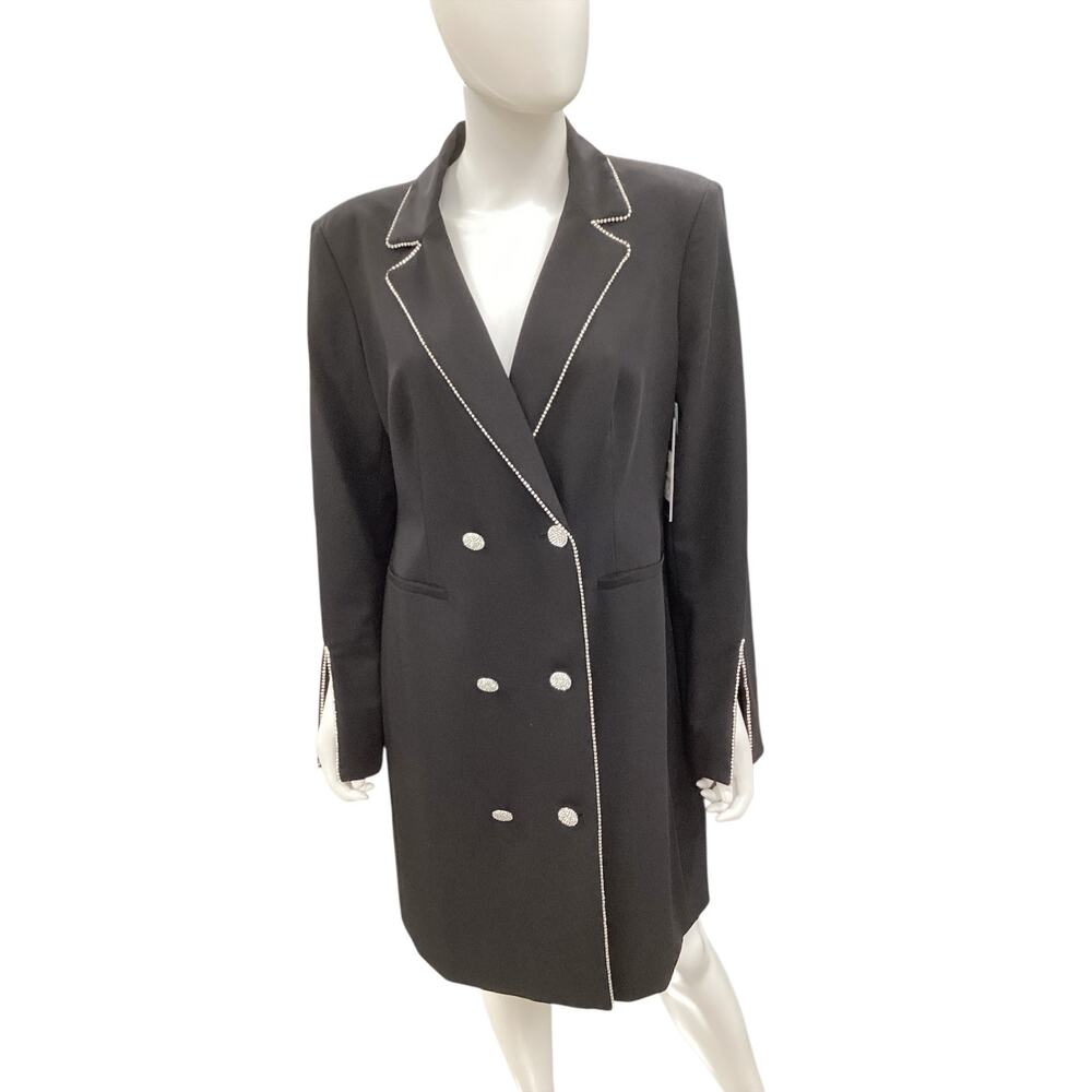 NWT Karl Lagerfeld Blazer Dress Women’s Size12 Rhinestone Buttons And Trim Black